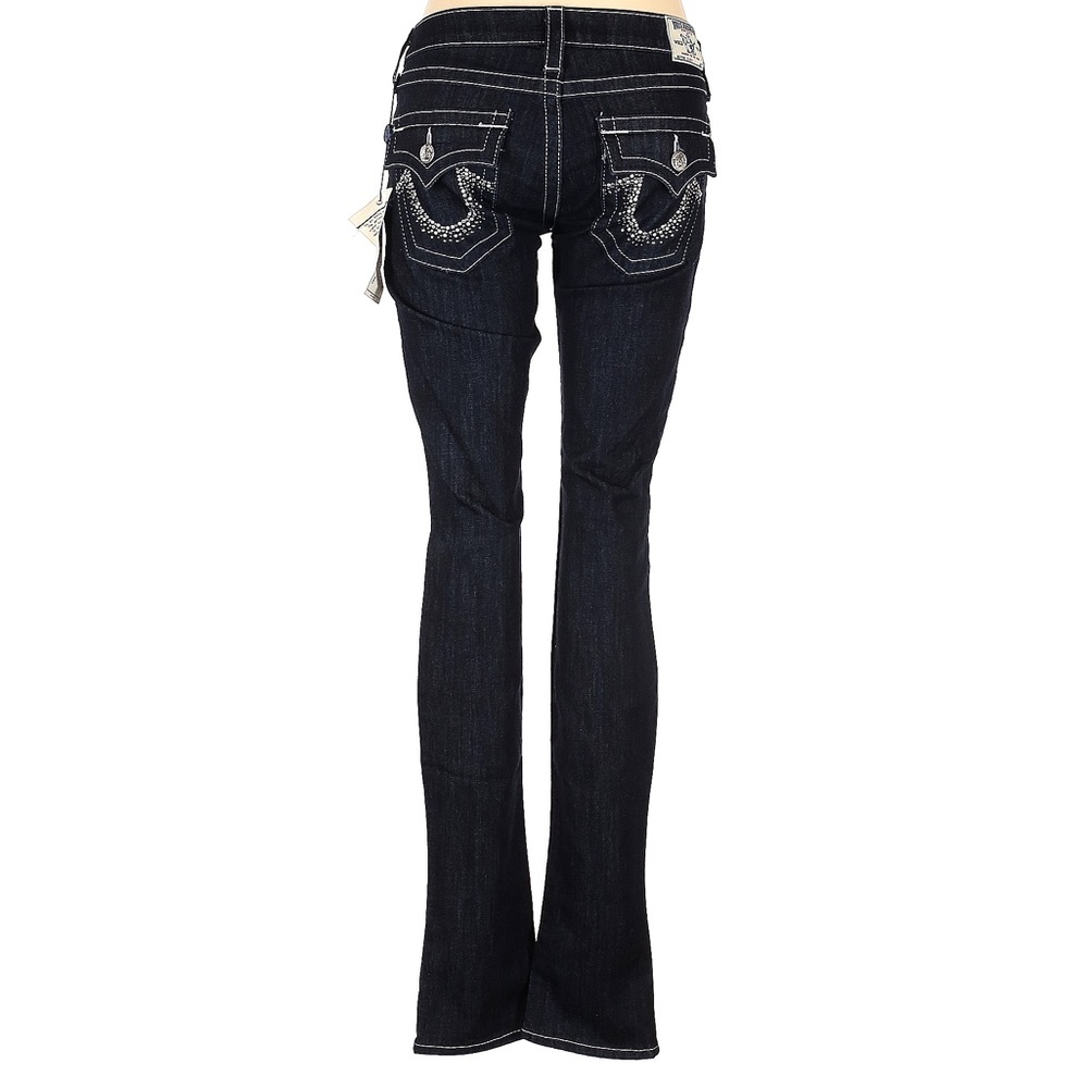 True Religion Size 30 Low Waisted Dark Wash Jeans w/ Rhinestones